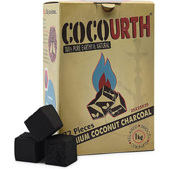 CocoUrth Natural Premium Coconut Charcoal Cube 72 Piece 1 Kilo Hookah Shisha (25x25x25mm)