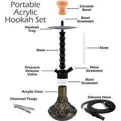 Portable Light Weight Acrylic Hookah - Black