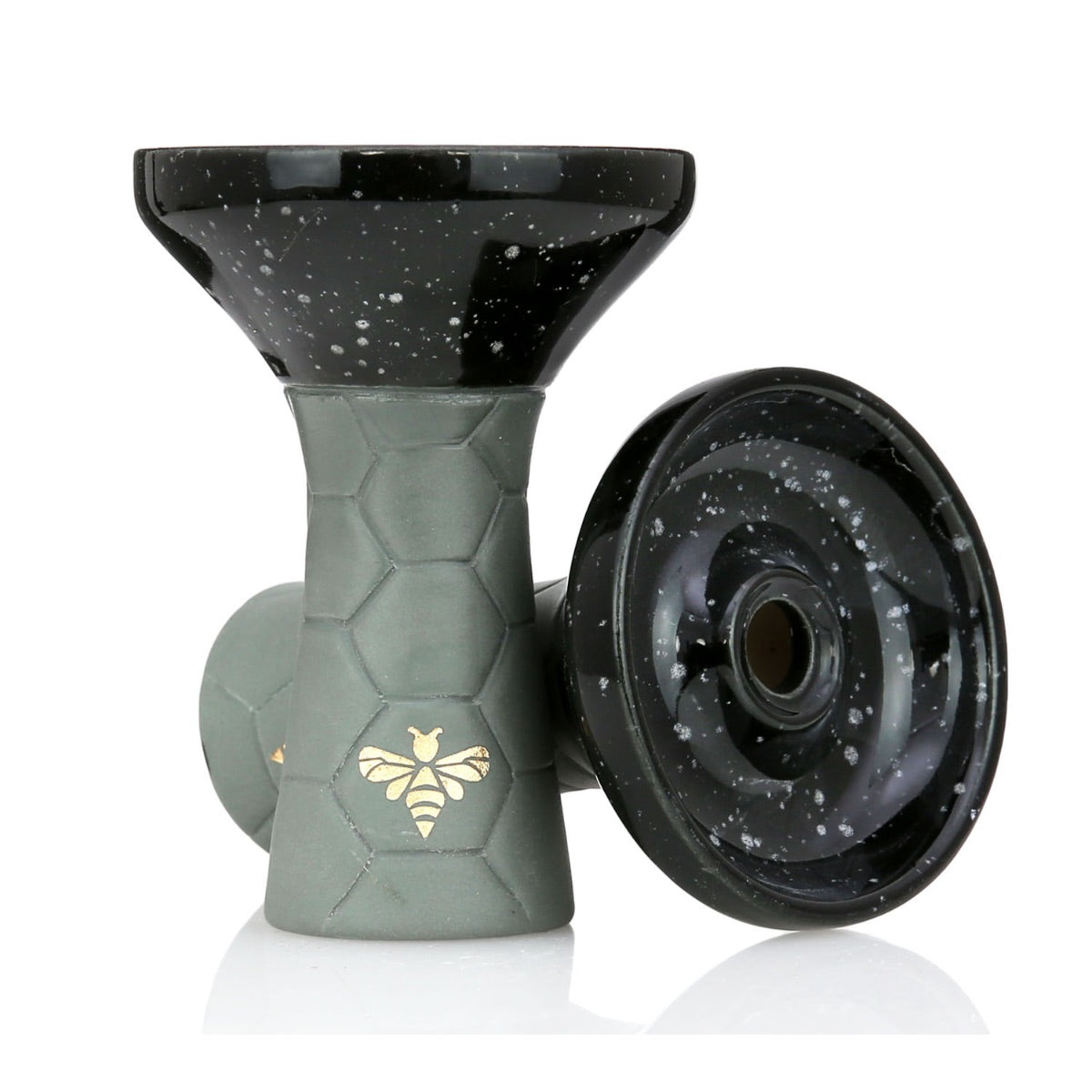 Bee Phunnel Bowl - Half Glazed - Grey and Black