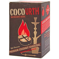 CocoUrth Organic Coconut Hookah Charcoal - 96 pieces - Quarter Circle