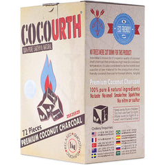 CocoUrth Natural Premium Coconut Charcoal Cube 72 Piece 1 Kilo Hookah Shisha (25x25x25mm)