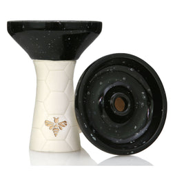 Bee Phunnel Bowl - Half Glazed - White Obsidian